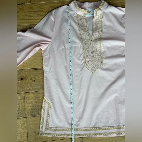 Nicoblu Maharani Tunic Blush Pink Embroidered in Gold Filigree Top size PXL - Picture 11 of 13
